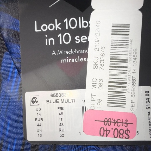 NWT MIRACLESUIT Jubilee Tankini Top in Alhambra - Women’s 14 Blue / Black - Picture 7 of 13